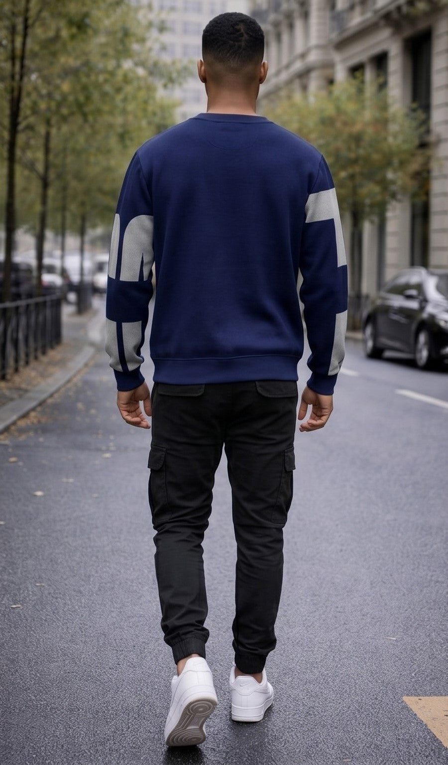 Urban Navy Typography Oversized Sweatshirt - Navy Blue