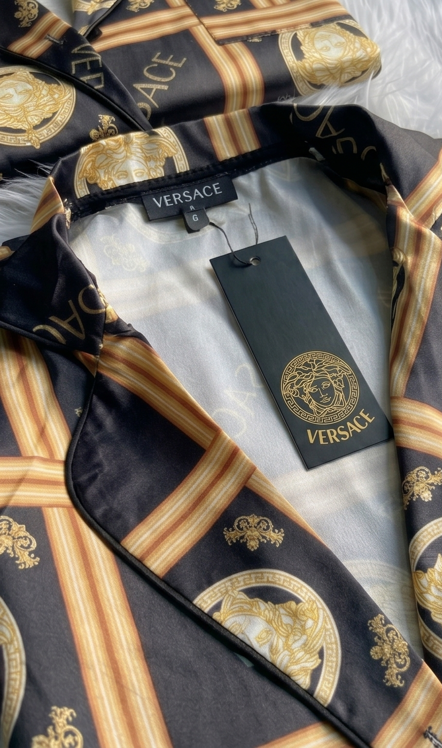 Noir Baroque Silk Shirt - Black & Gold