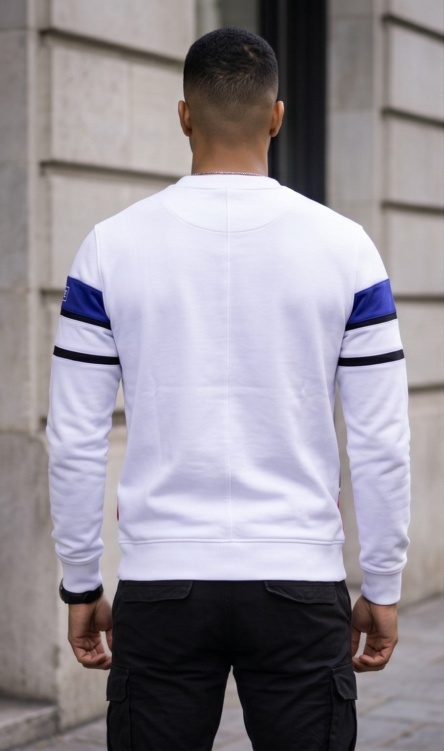 Lacoste Colorblock Fleece Sweatshirt - White, Blue & Red