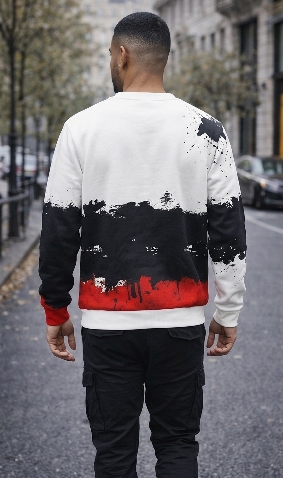 Red, Black & White Paint Splatter Graphic “DEFINE” Streetwear Sweatshirt