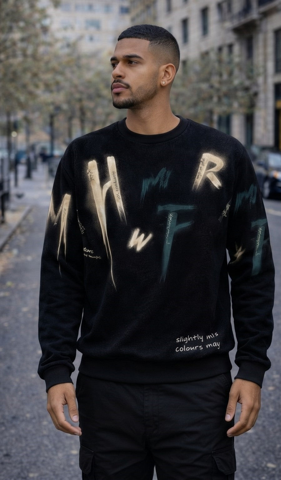 Black Gold Spray-Paint Graphic Crewneck Sweatshirt – Streetwear Edition