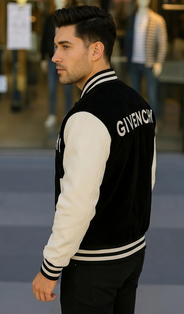 Noir Edge Baseball Jacket – Black & White