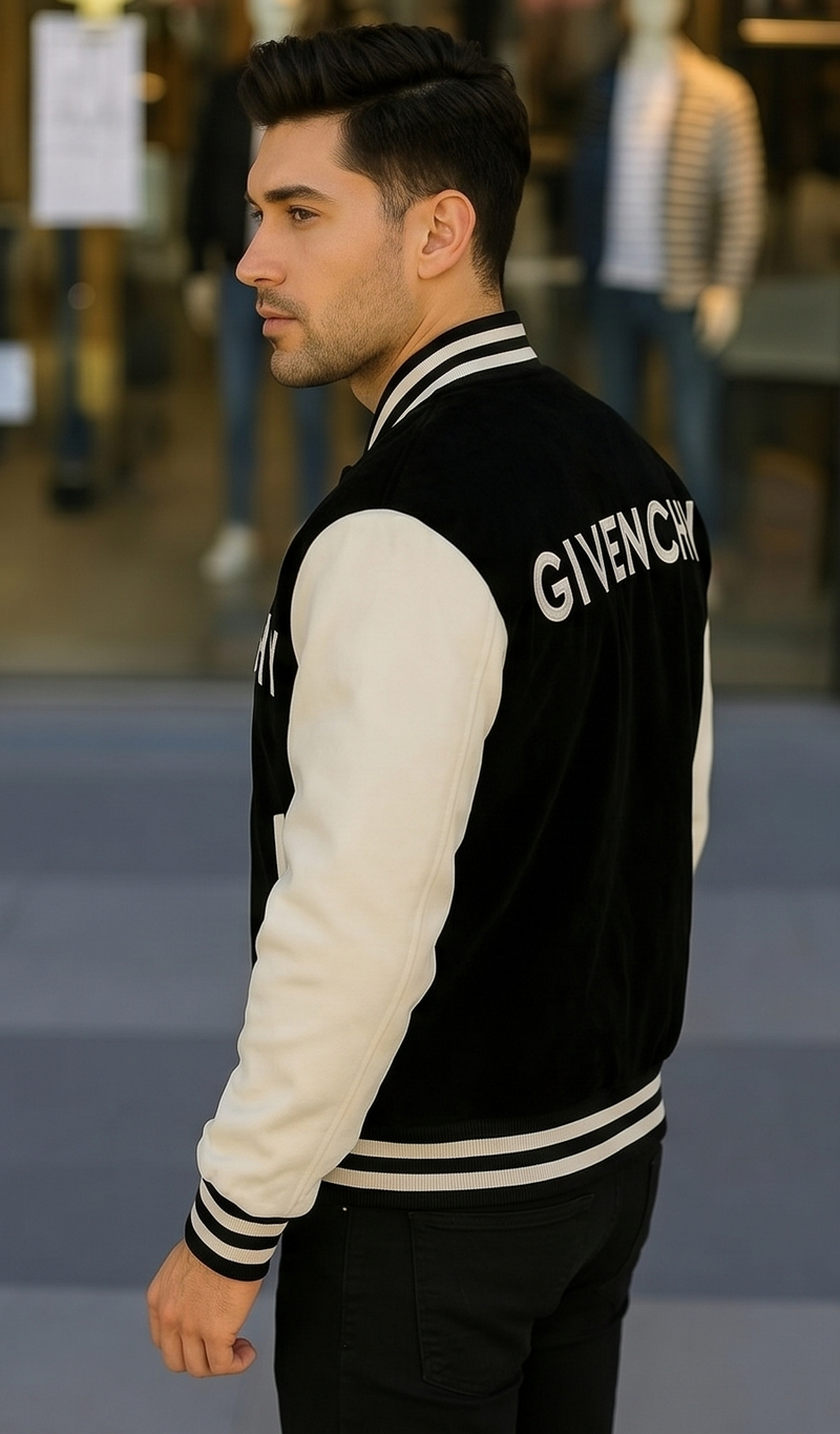 Noir Edge Baseball Jacket – Black & White