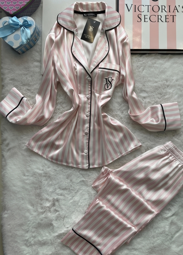 Blush Icon Stripe Satin Set - Pink