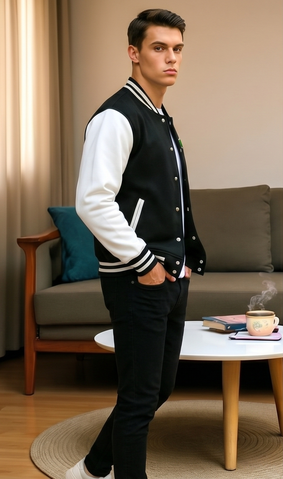 Urban Classic Varsity Jacket – Black & White