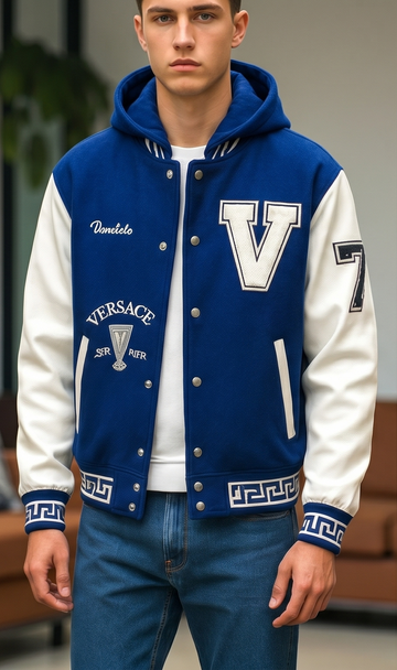 Royal Blue Varsity Jacket – Blue & White