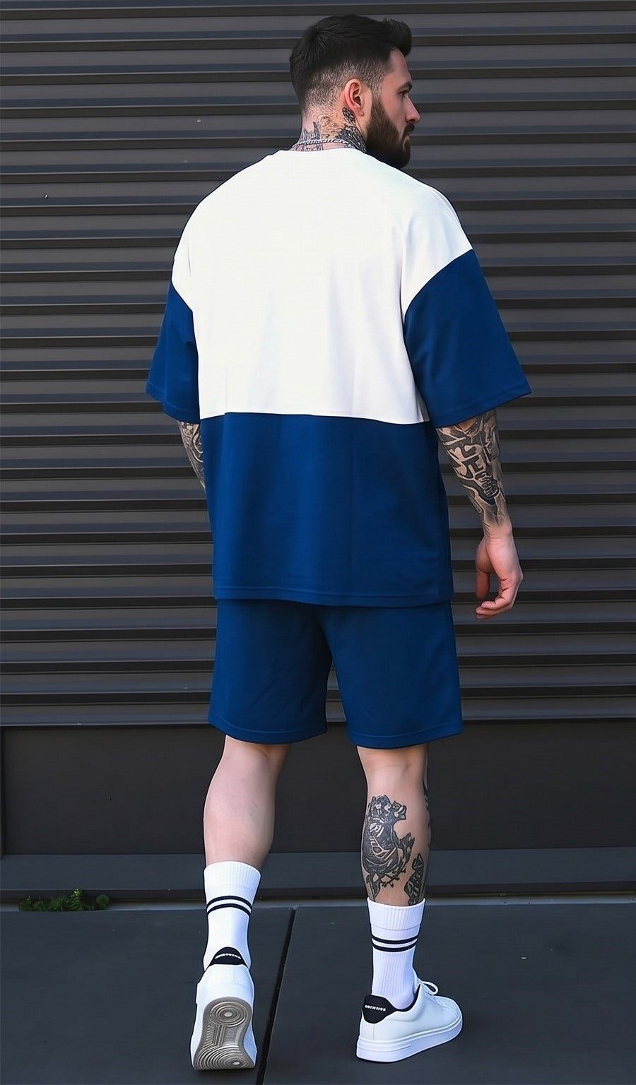 Brooklyn Graphic Sportswear T-Shirt & Shorts Set – Blue & White