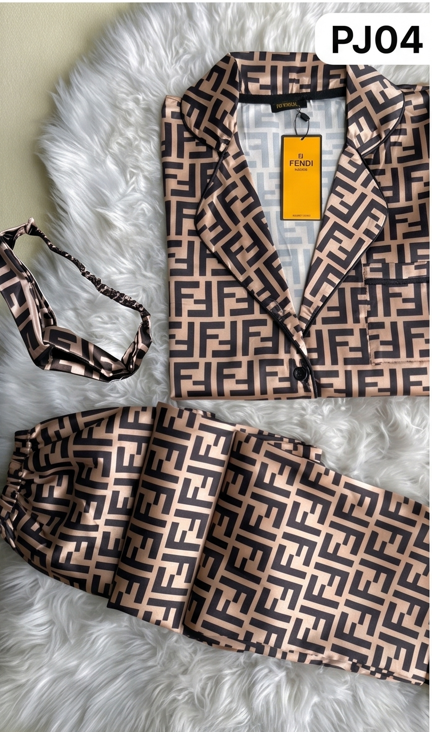 Mocha Royale Satin Set (3-Piece) - Brown