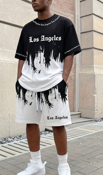 Los Angeles Splatter Graphic T-Shirt & Shorts Co-Ord Set – Summer Streetwear