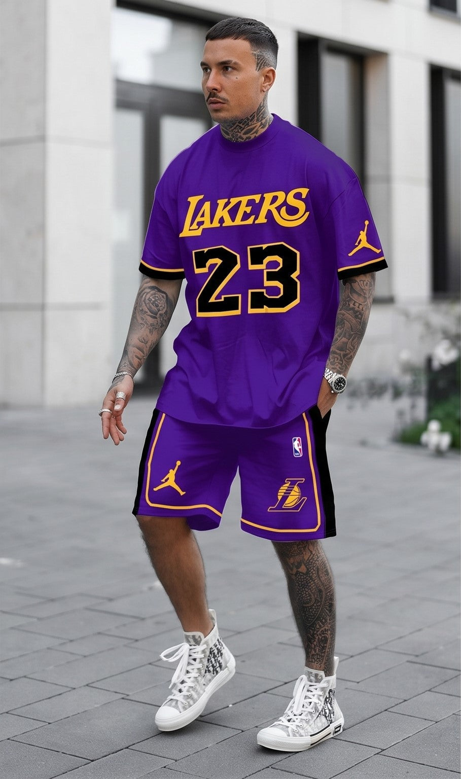 Los Angeles Statement Graphic Crew Neck T-Shirt – Purple