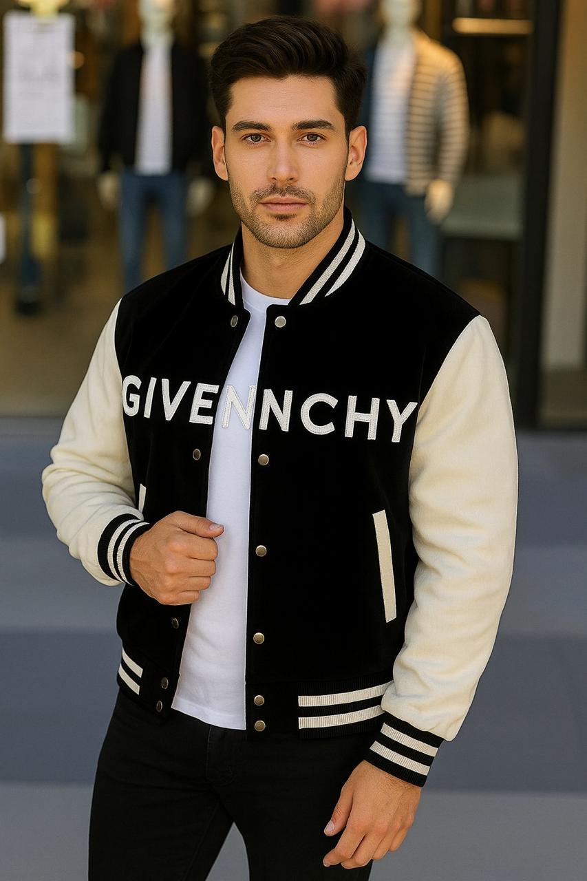 Noir Edge Baseball Jacket – Black & White