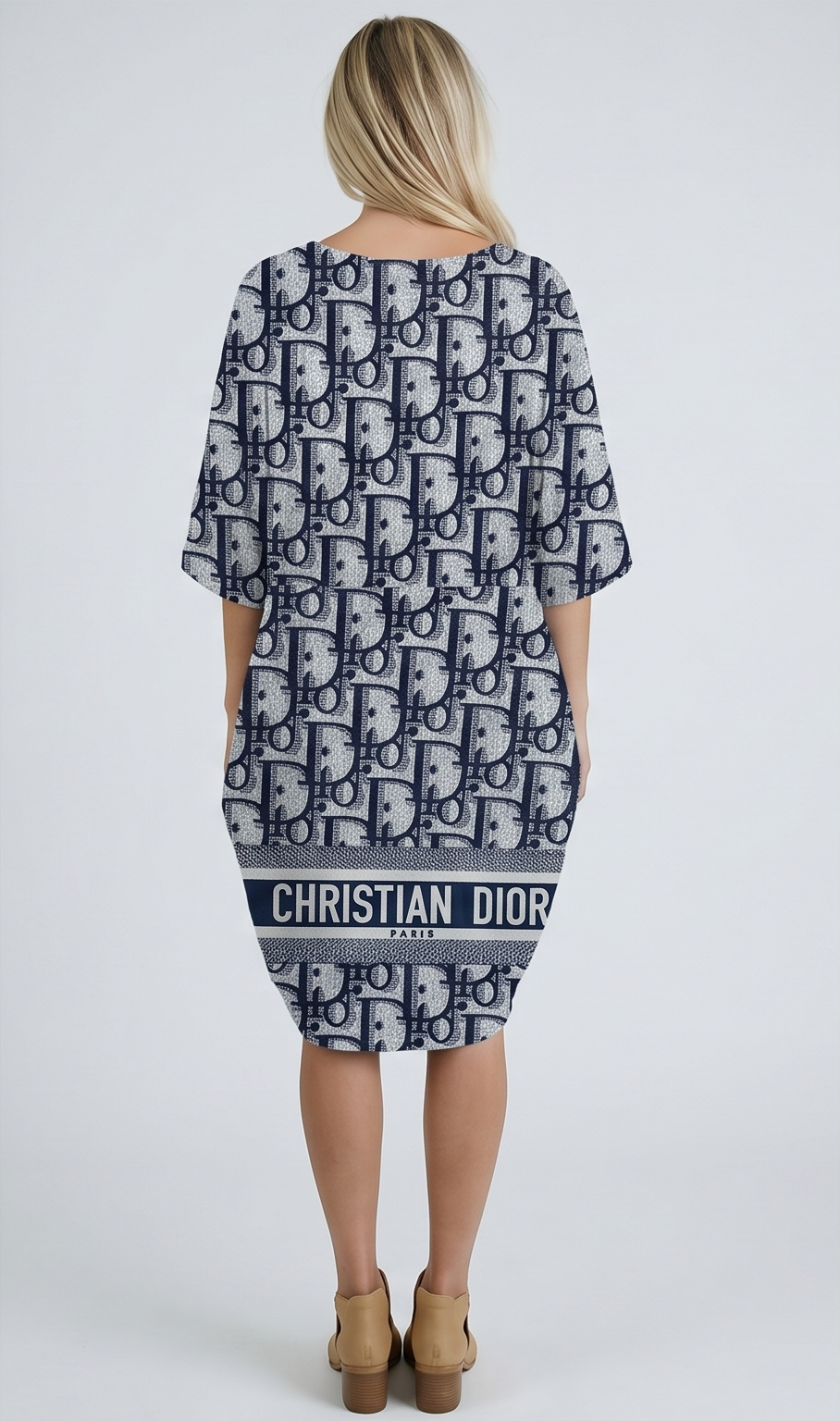 Oblique Monogram Batwing Dress – Black & Beige