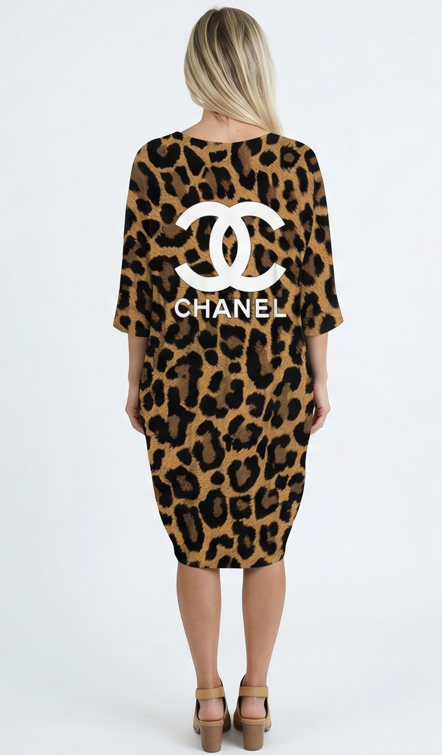 Leopard Luxe Oversized Dress – Beige & Black