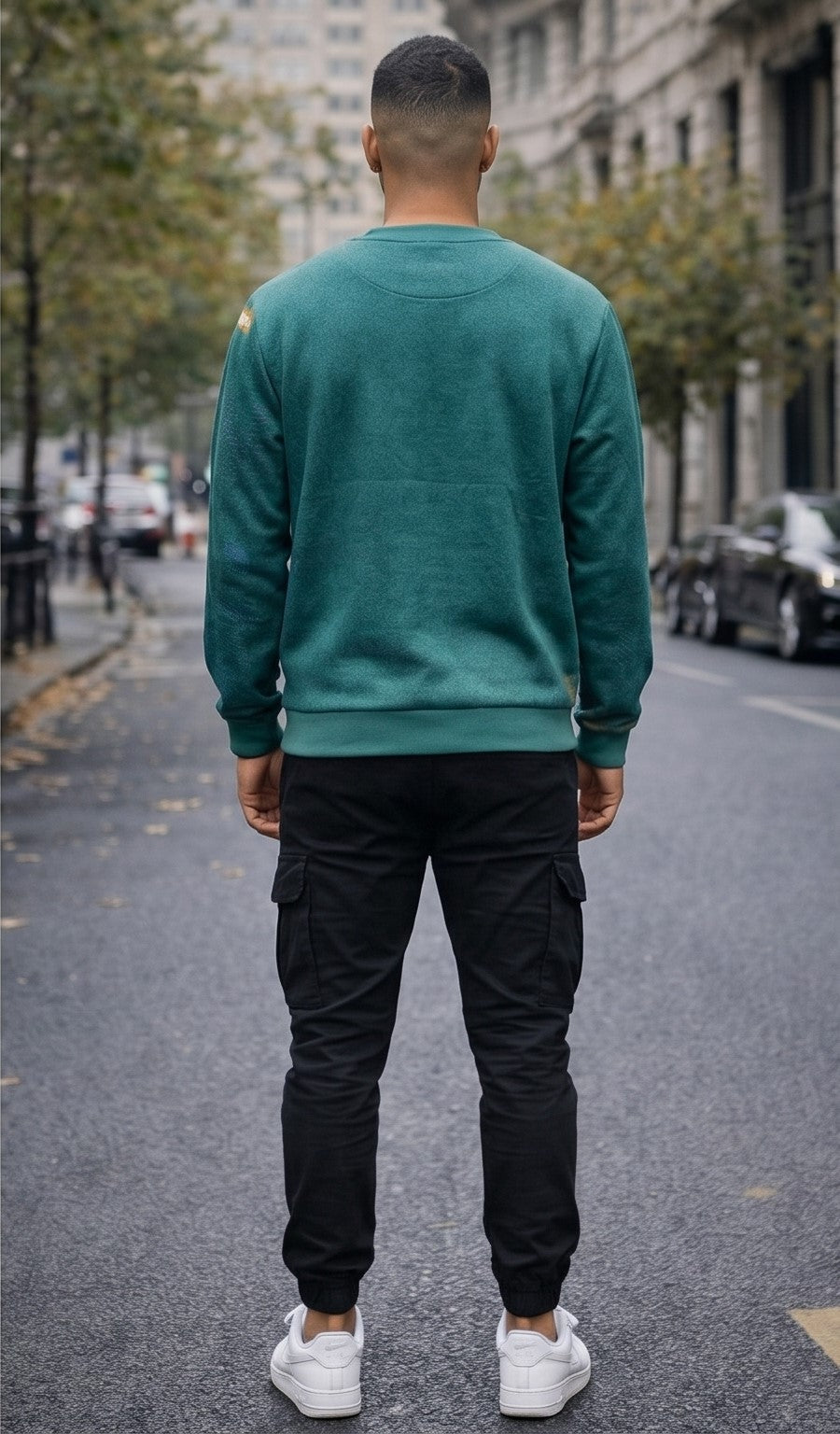 Dark Green Japanese Lettering Graphic Streetwear Pullover Sweatshirt