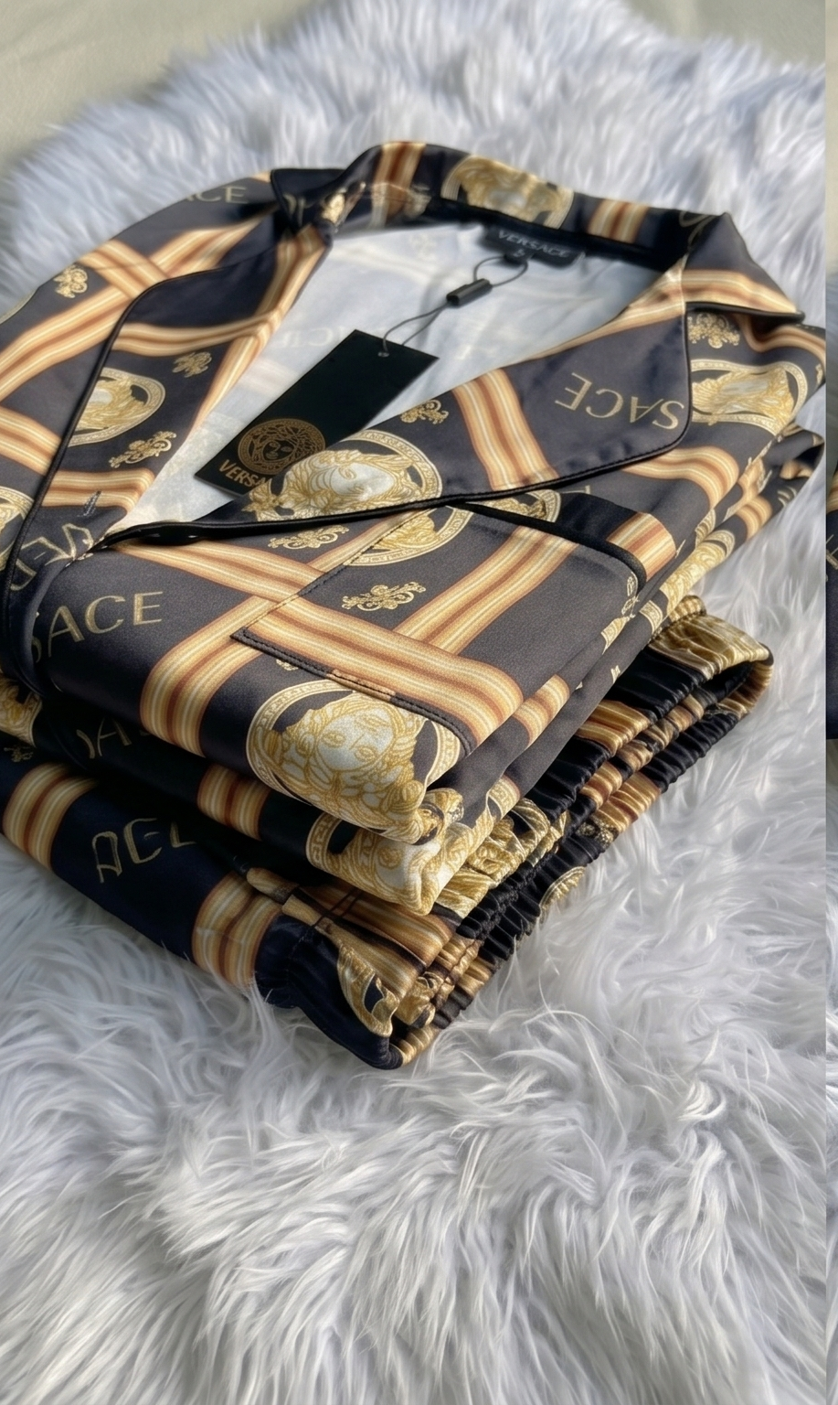 Noir Baroque Silk Shirt - Black & Gold