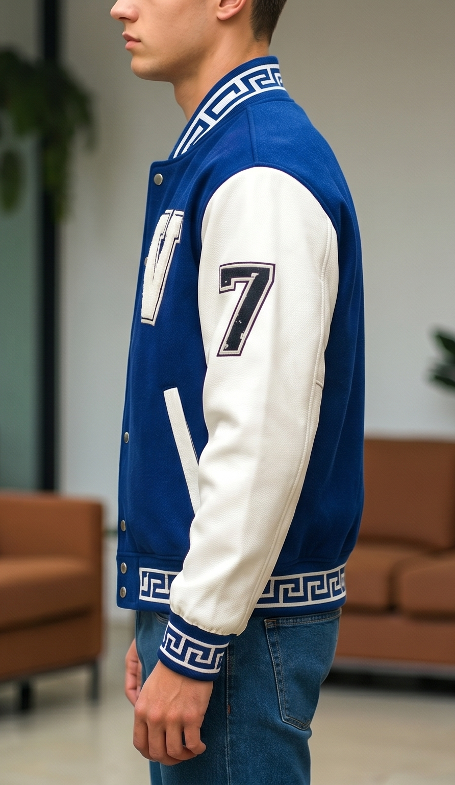 Royal Blue Varsity Jacket – Blue & White