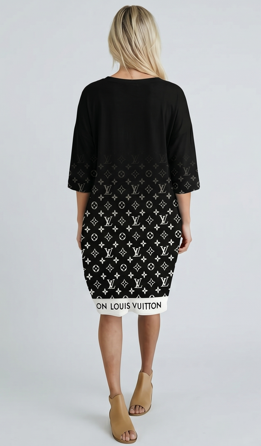 Gradient Monogram Street Dress – Black & White
