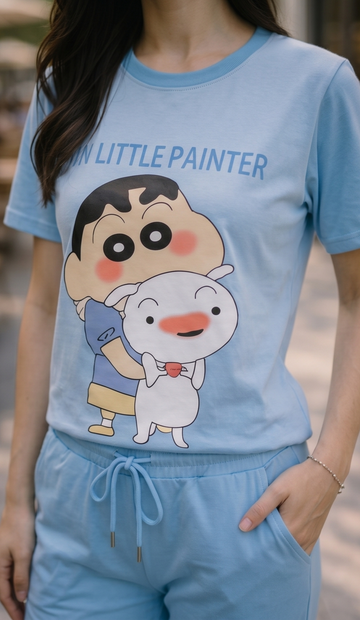 Sky Anime Graphic Tee – Light Blue