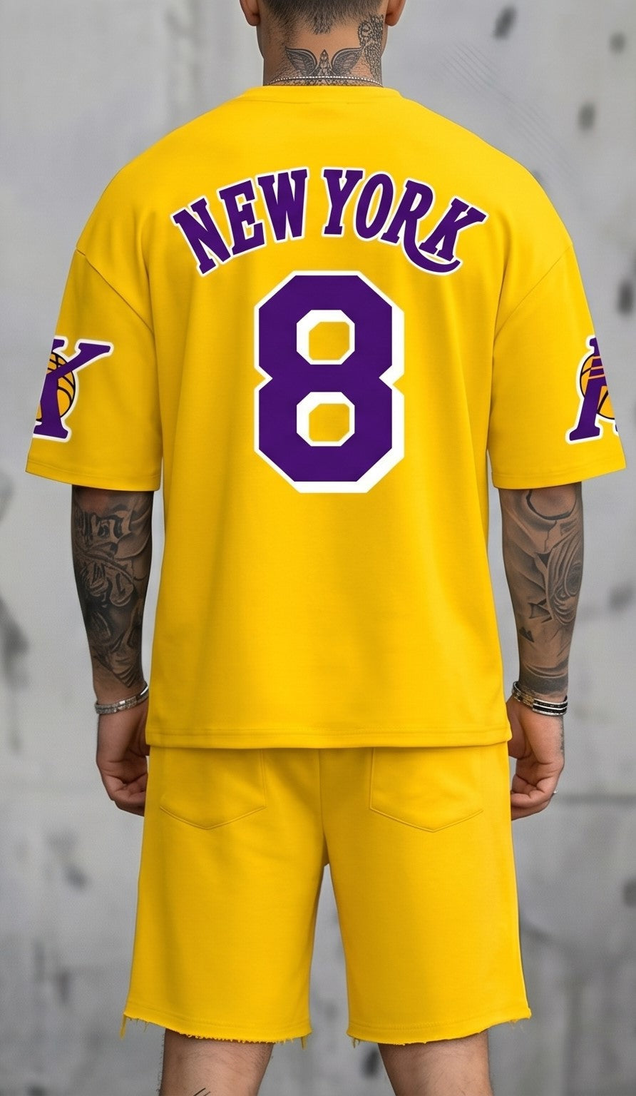 New York 8 Oversized Basketball Jersey Set – Yellow & Black