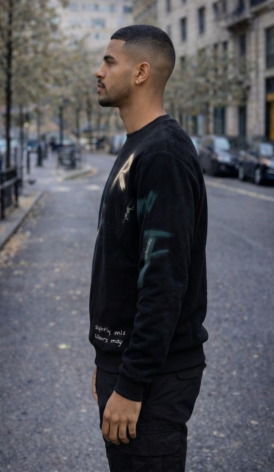 Black Gold Spray-Paint Graphic Crewneck Sweatshirt – Streetwear Edition