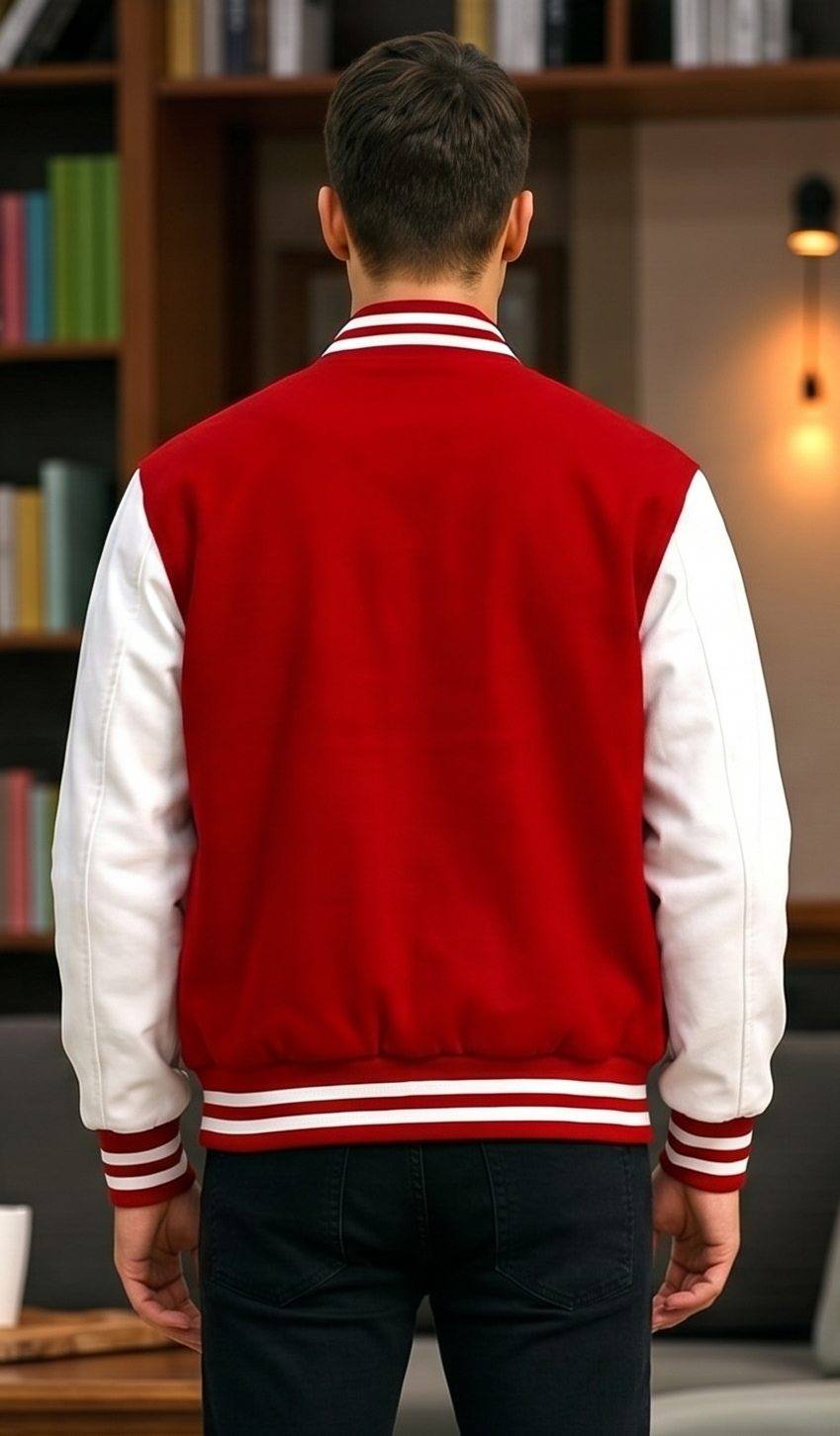 Crimson Classic Baseball Jacket – Red & White