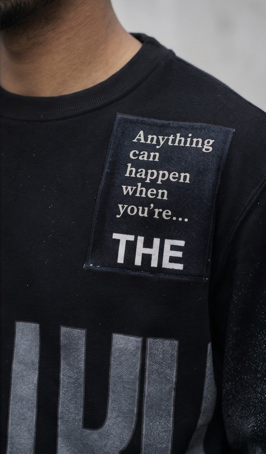 Black Graphic Text Print Round Neck Sweatshirt – Long Sleeve Streetwear Edition
