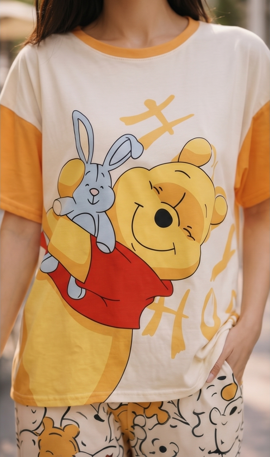 Beige Bear Oversized Tee – Beige