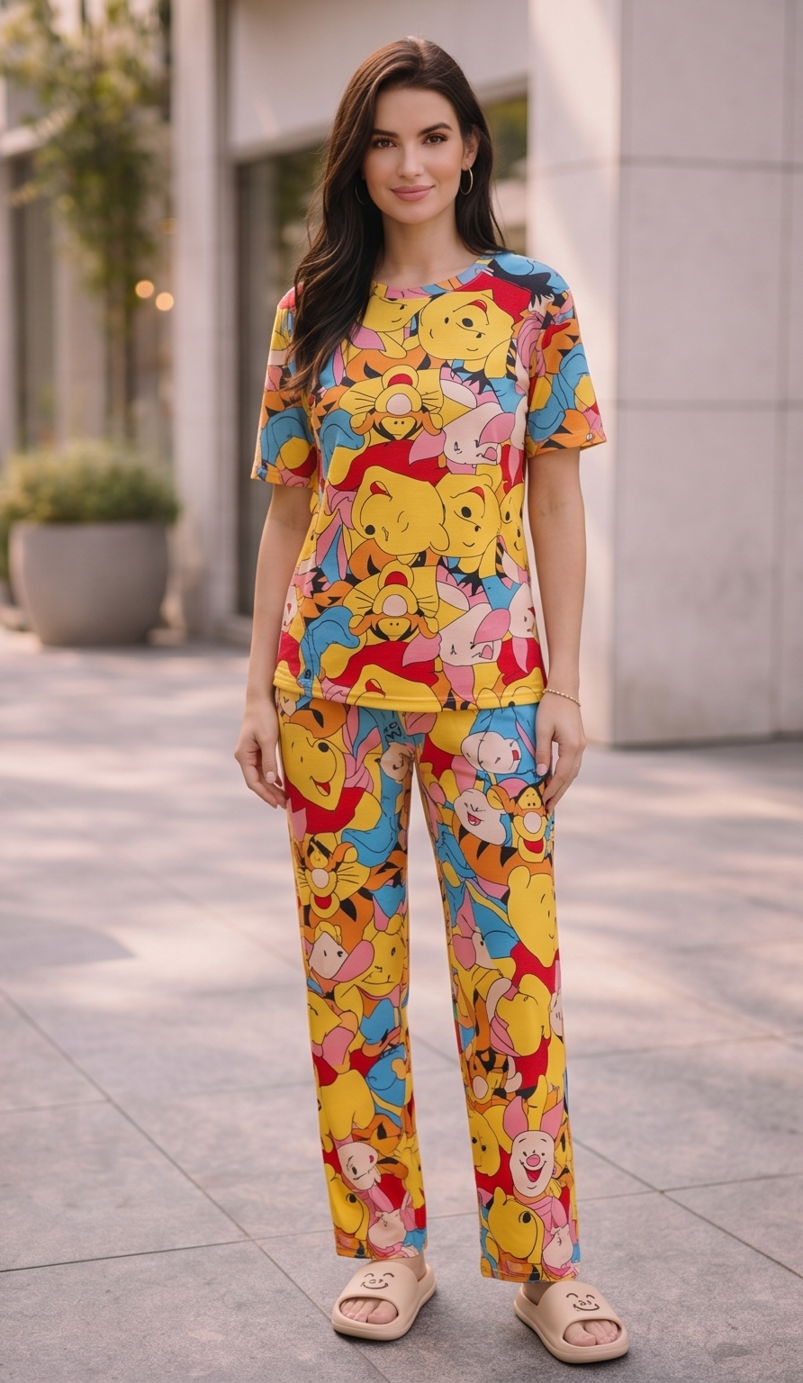 Sunny Cartoon Lounge Set – Yellow Multi