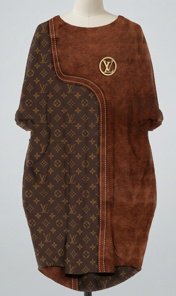 Mocha Monogram Batwing Dress – Brown