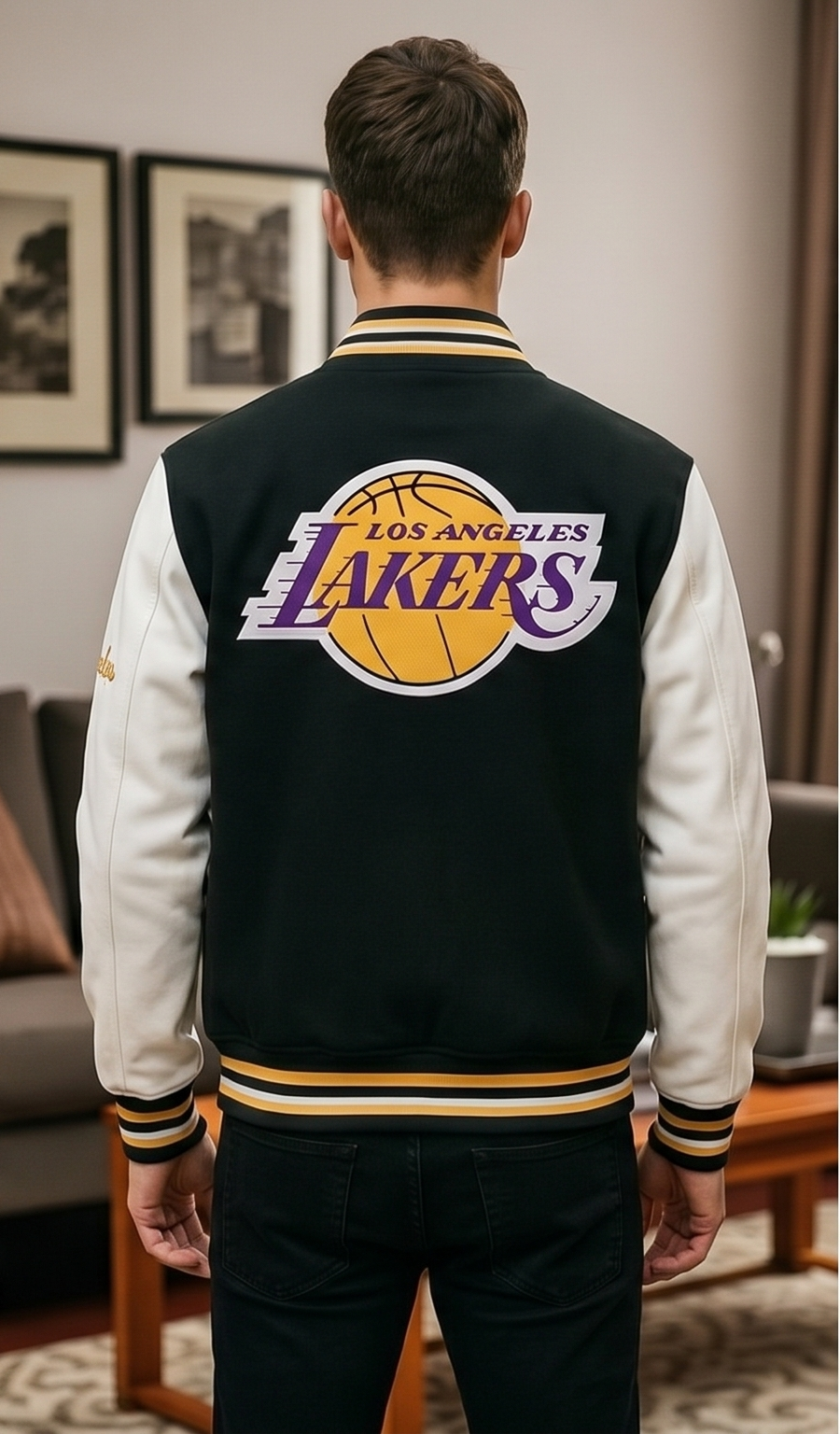 Midnight Court Baseball Jacket – Black & White