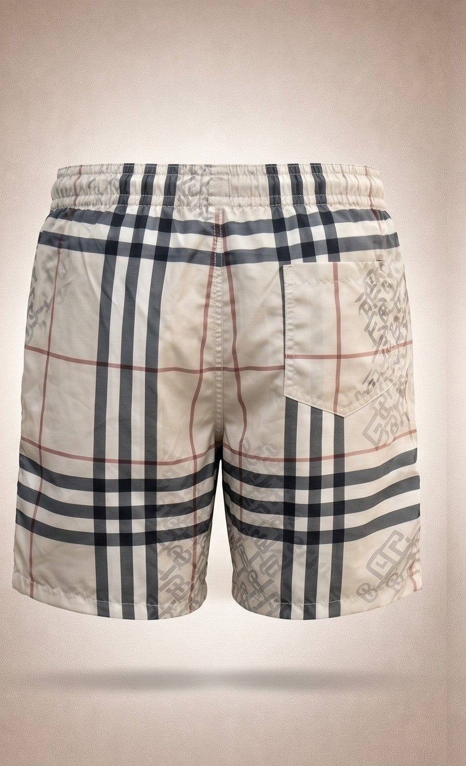 Equestrian Knight Print Shorts – Beige Check Pattern