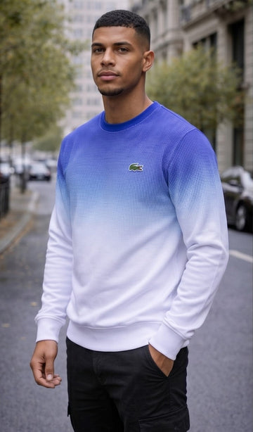Gradient Blue & White Crew Neck Knit Jumper
