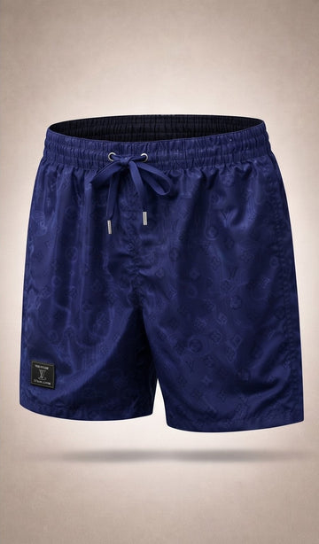 Monogram Jacquard Relaxed Fit Shorts – Blue