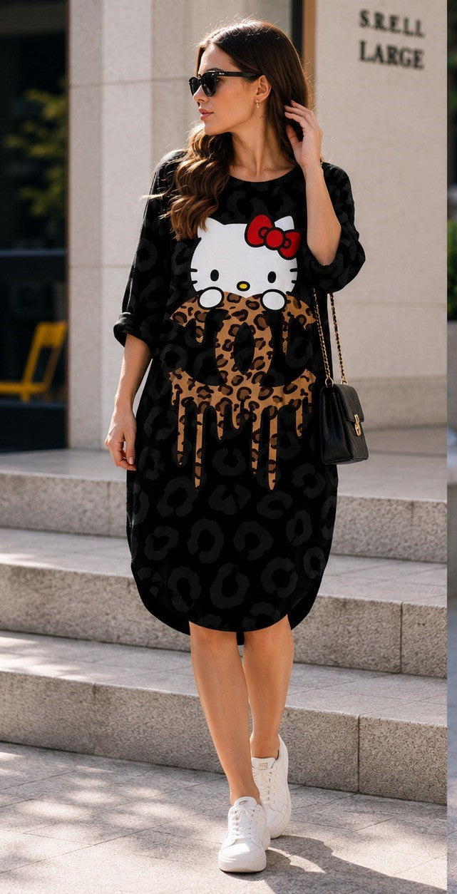 Wild Pop Graphic Lounge Dress – Cheetah Print Multi