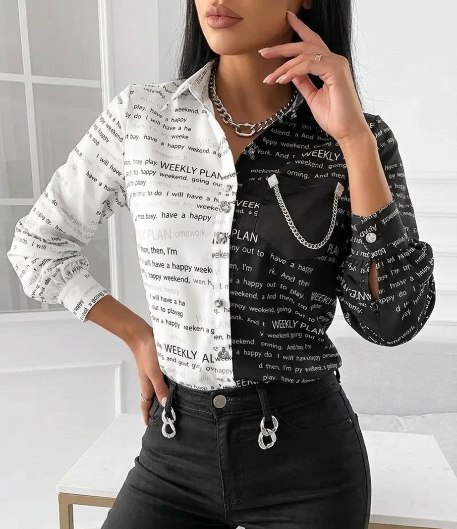 Graphic Print Long Sleeve Top