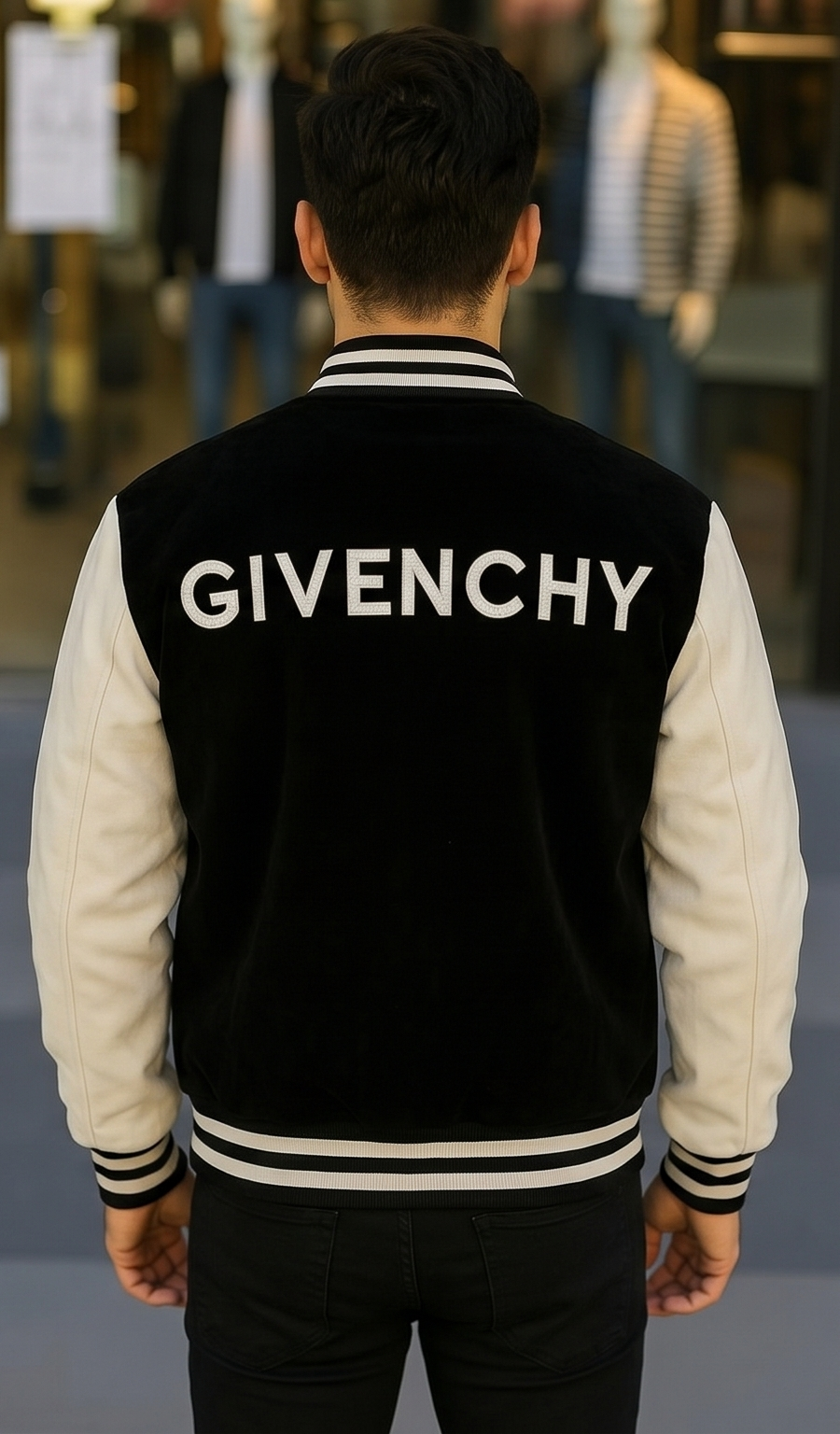 Noir Edge Baseball Jacket – Black & White