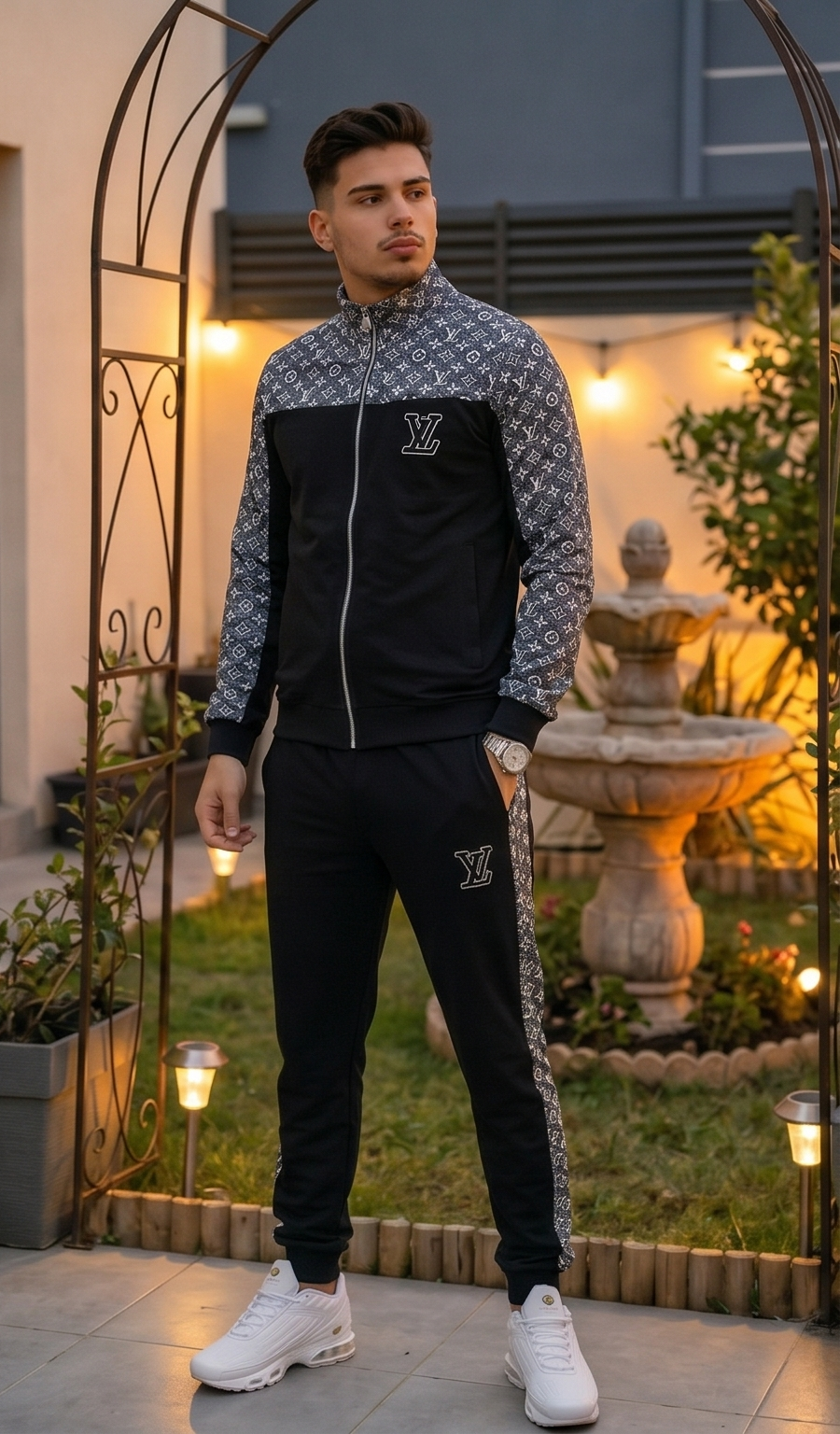 Graphite Luxe Turkish Tracksuit – Black & Grey