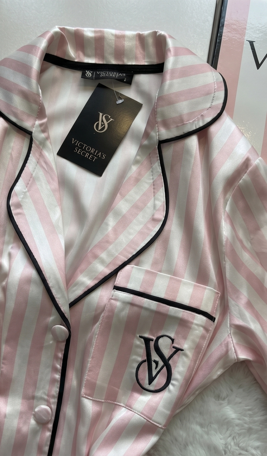 Blush Icon Stripe Satin Set - Pink
