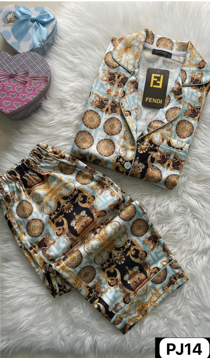 Azure Baroque Silk Pants - Blue, Gold & Black