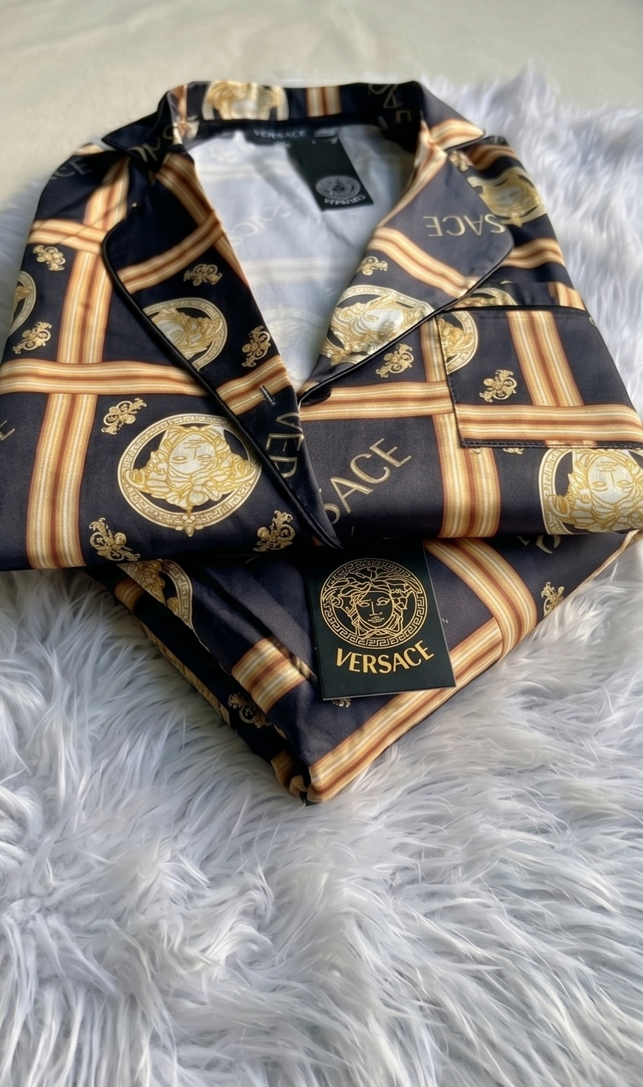 Noir Baroque Silk Shirt - Black & Gold