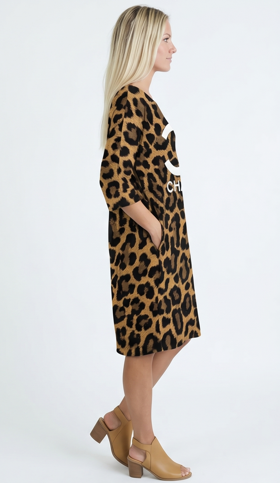 Leopard Luxe Oversized Dress – Beige & Black