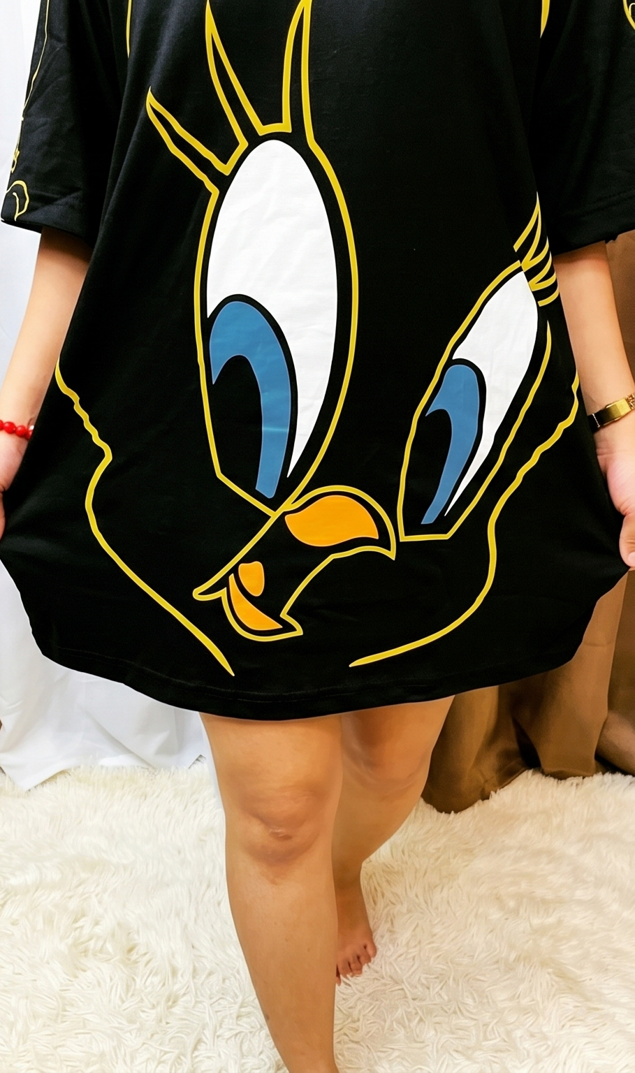 Midnight Cartoon Oversized Tee – Black