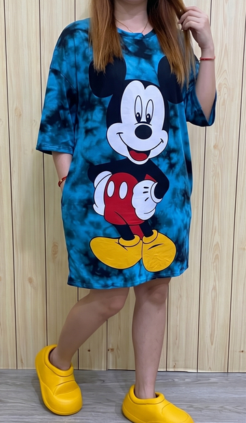 Sky Tie-Dye Lounge Dress – Blue & White