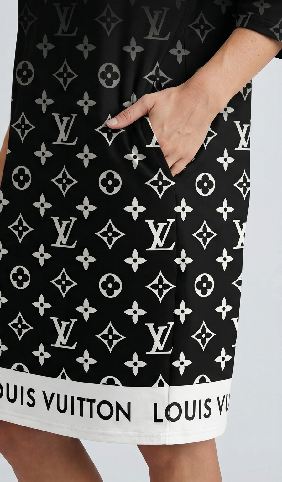 Gradient Monogram Street Dress – Black & White