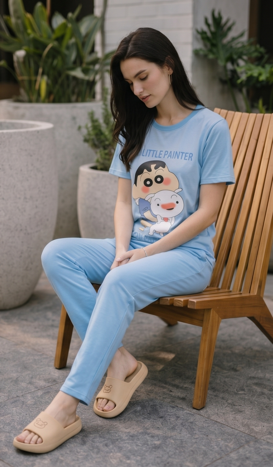 Sky Anime Graphic Tee – Light Blue