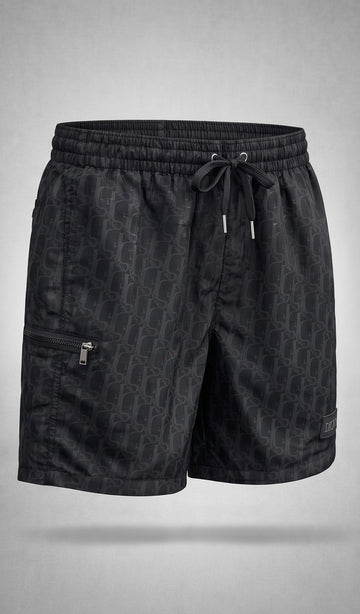 Oblique Technical Taffeta Jacquard Swim Shorts – Black