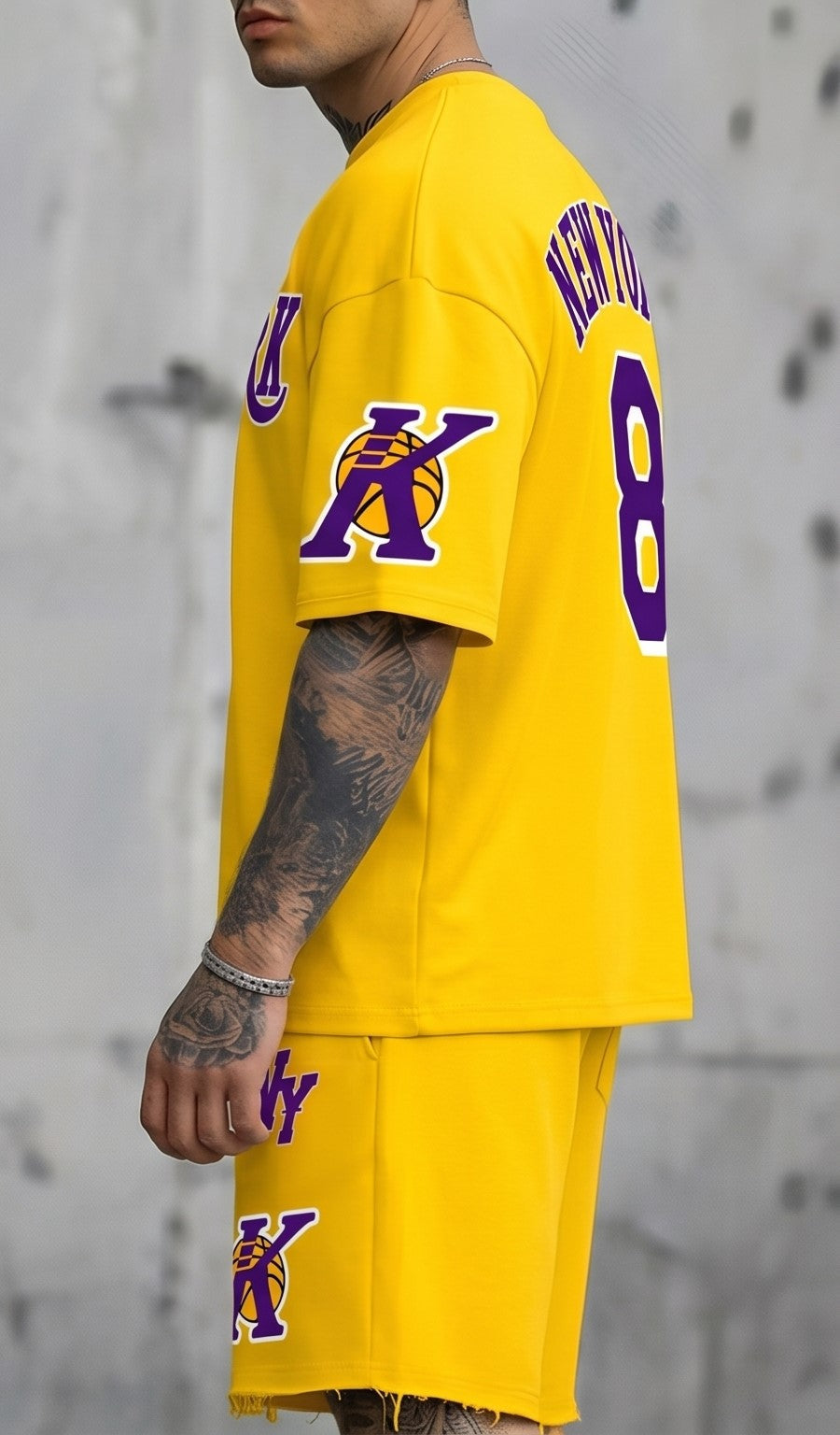 New York 8 Oversized Basketball Jersey Set – Yellow & Black