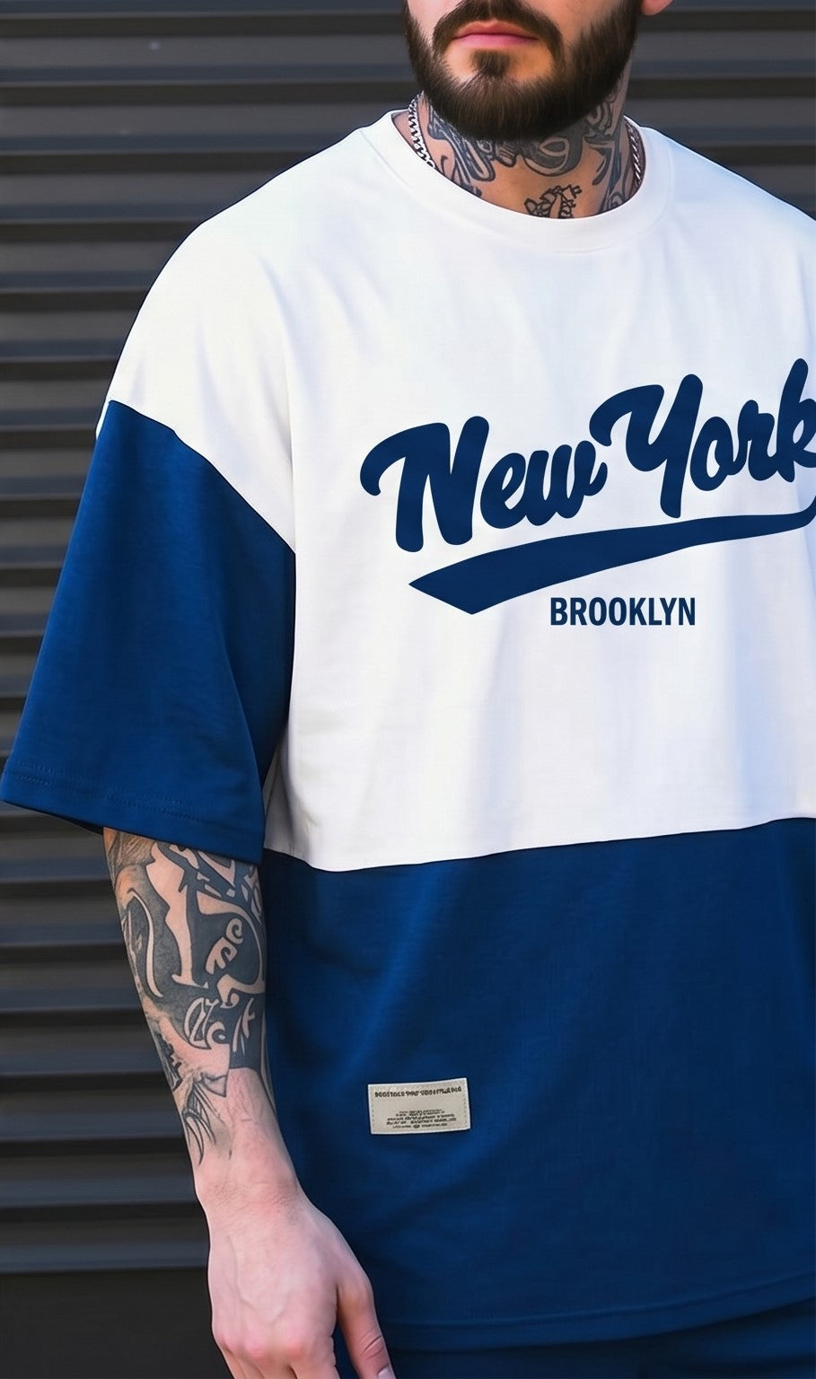 Brooklyn Graphic Sportswear T-Shirt & Shorts Set – Blue & White