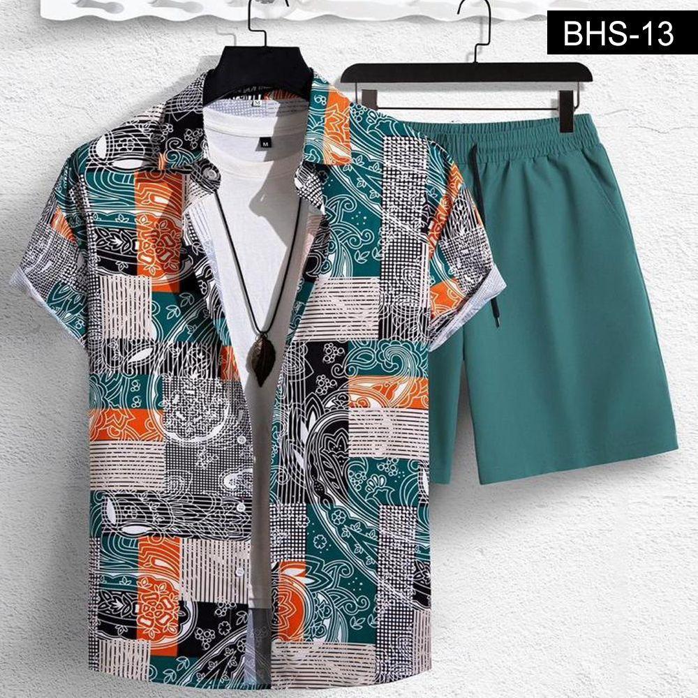 Patchwork Print Button-Front Short Sleeve Shirt – Multicolor Design