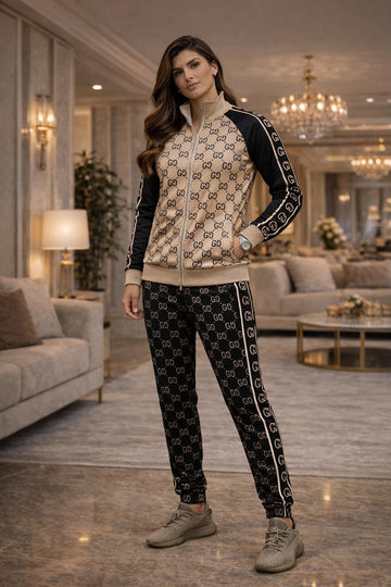Sandstone Signature Turkish Tracksuit – Beige & Ebony